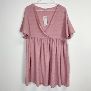 Nordstrom Rack Faux Wrap Dress Womens Size Medium Pink Short Sleeve Vneck NWT